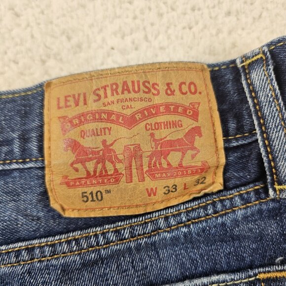 Levi's 510 Jeans Men's 33x32 Blue Denim Skinny Fit Stretch Distressed Patched - Picture 16 of 16